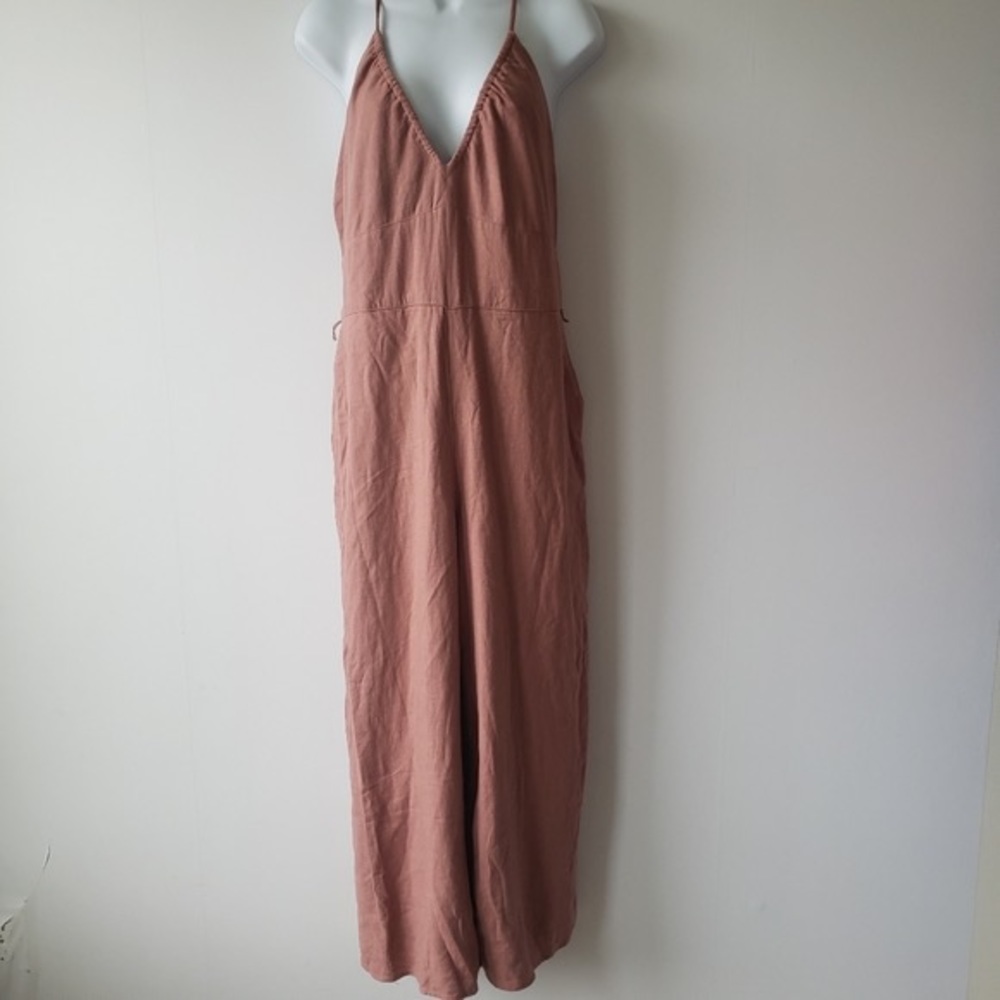 Abercrombie & Fitch Linen Blend Spaghetti Strap Jumpsuit, Size L